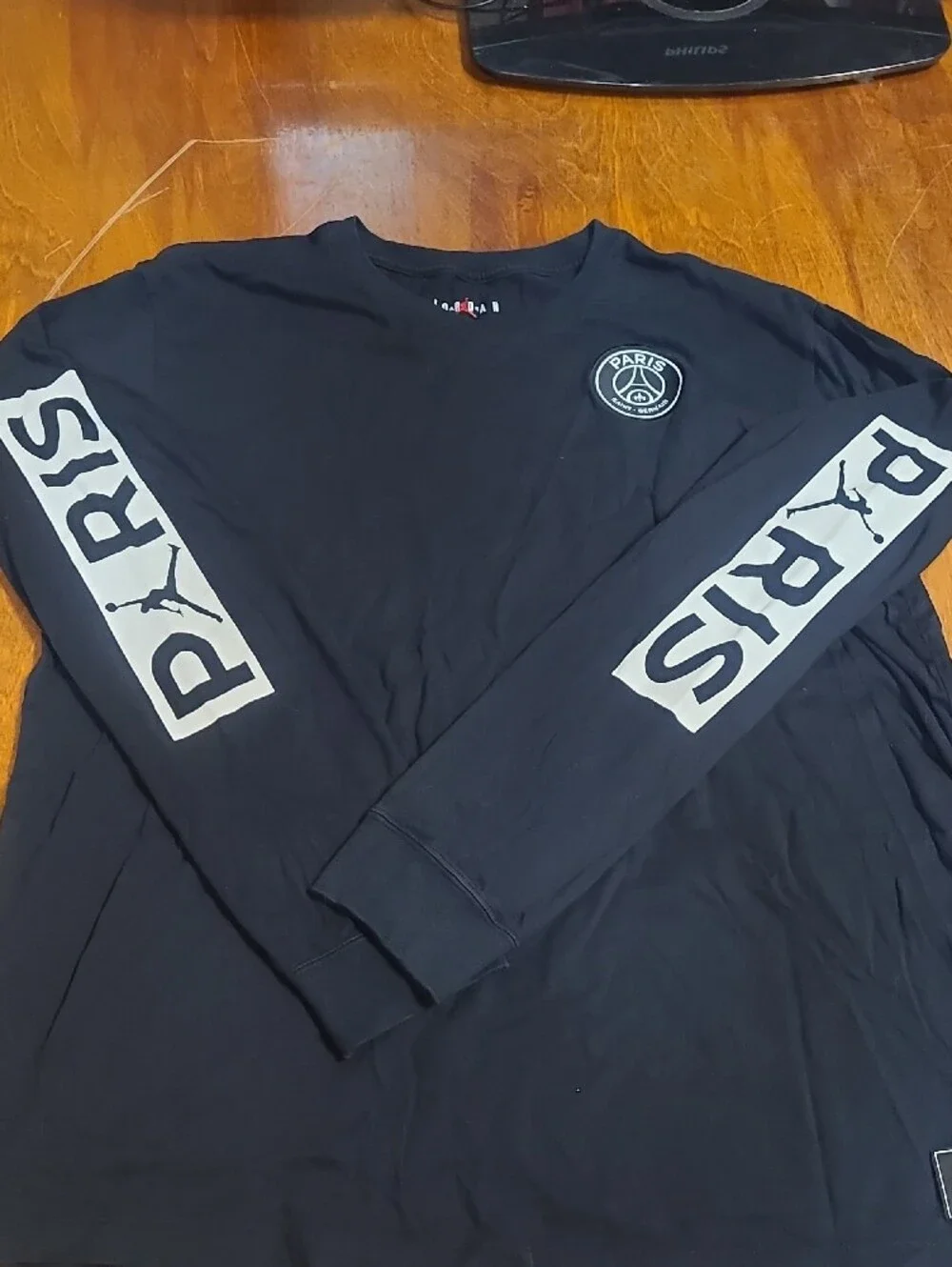 Jordan Men's Black Long Sleeve PSG Logo Tee
